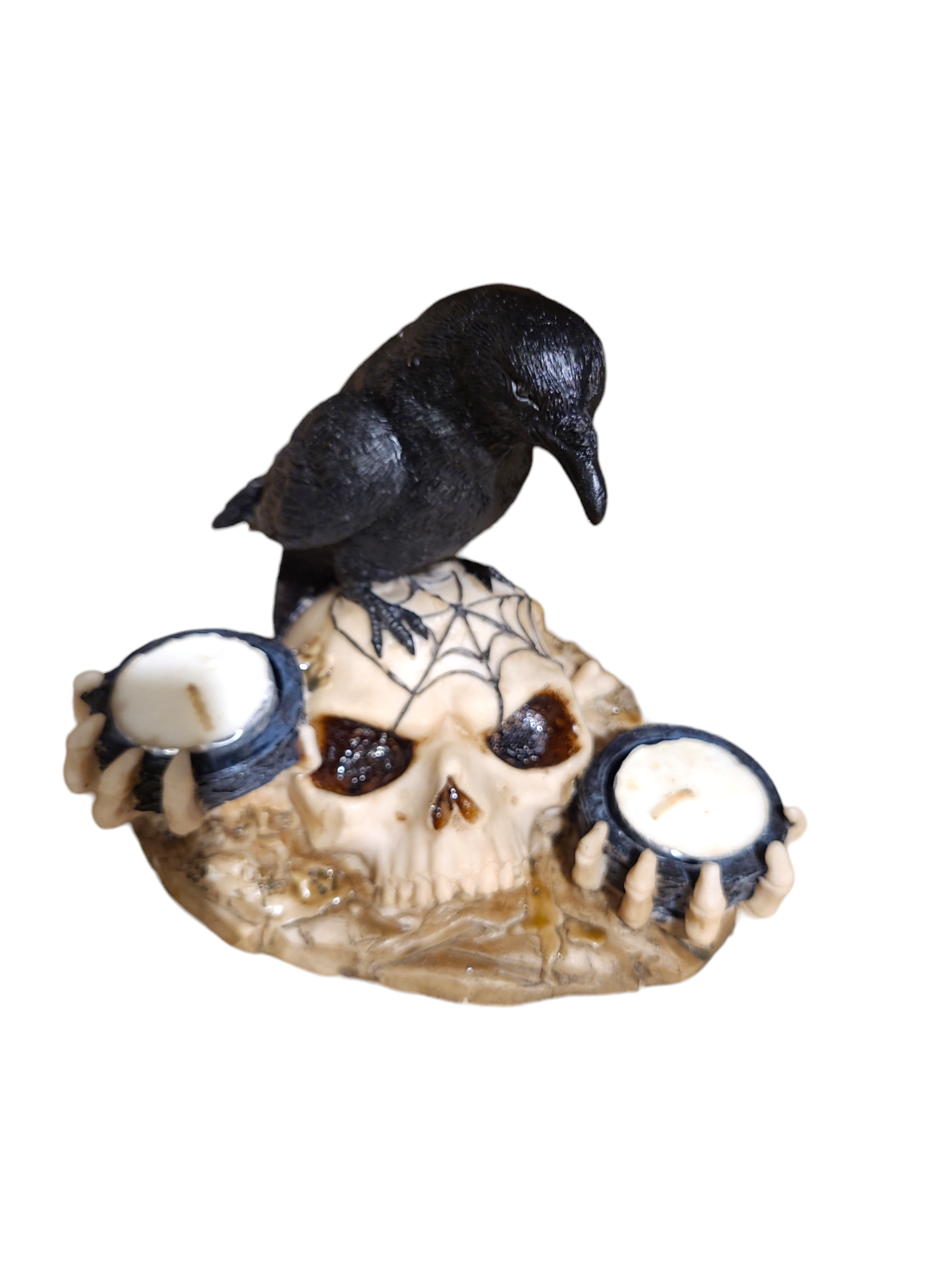 Raven On A Skull - Tealightholder