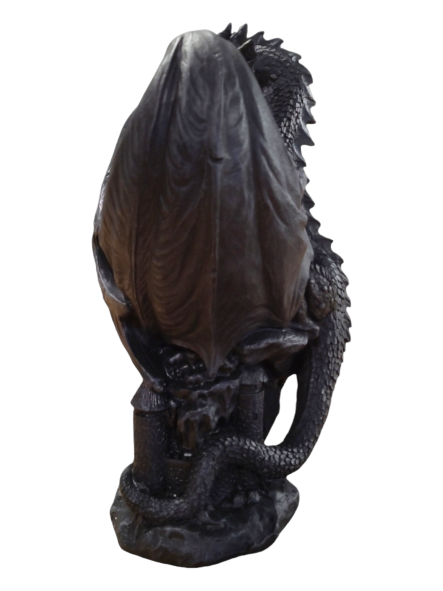 Black Dragon On Castle - Led Light - 34cm