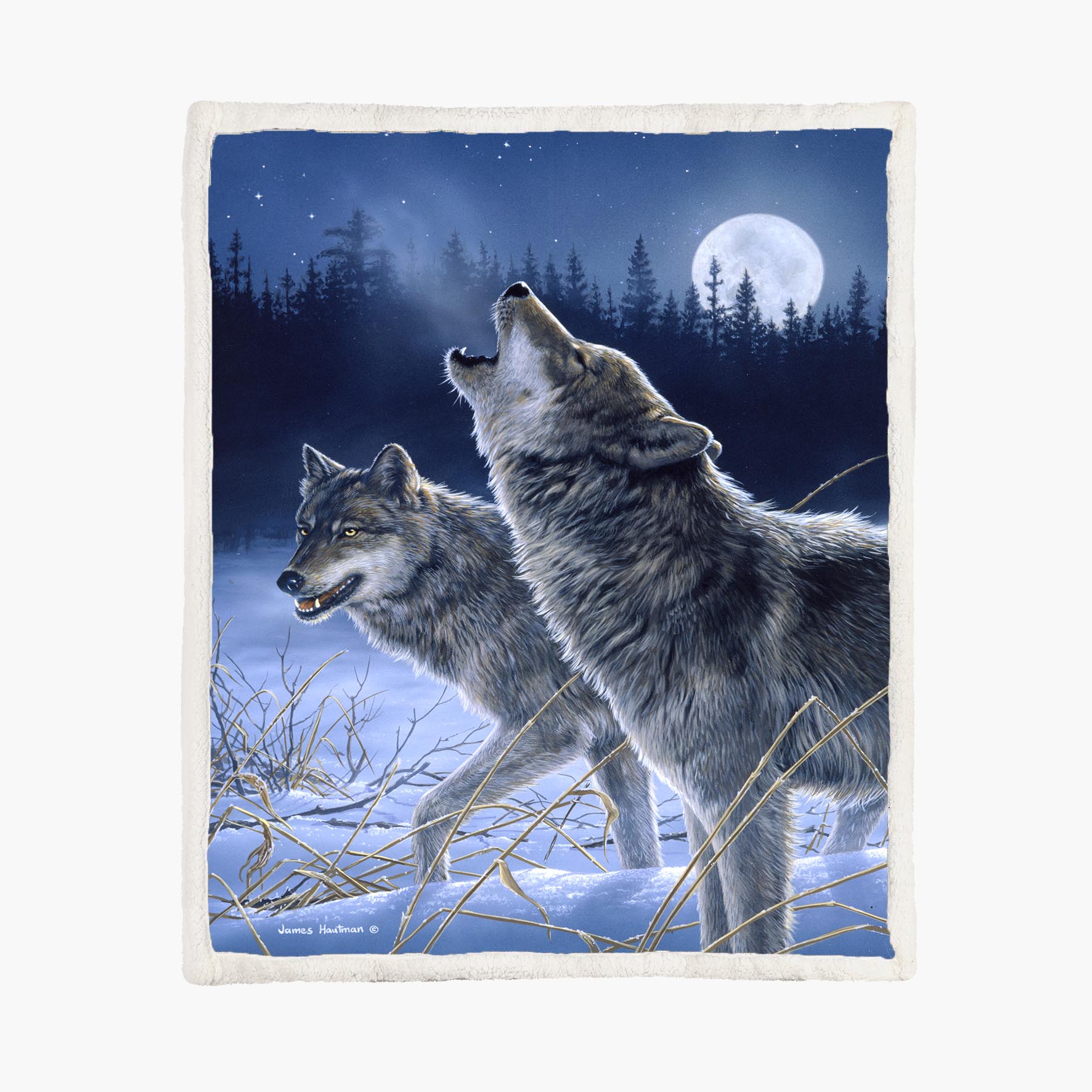 Howling In The Moonlight - Wolves - Size L - 150x200cm - Fleece Blanket