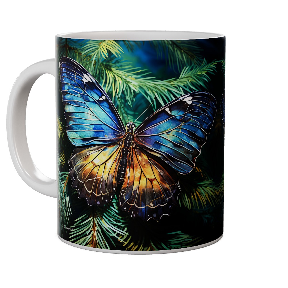 Blue Gold Butterfly Mug