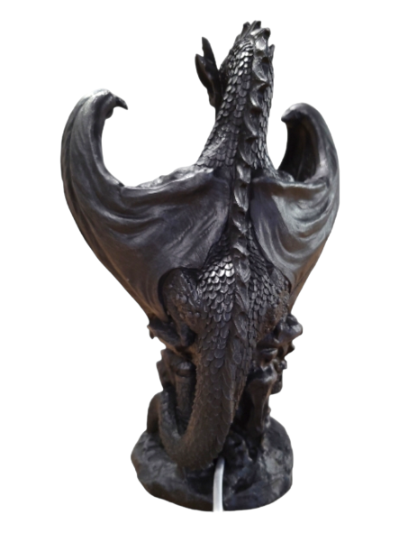 Black Dragon On Castle - Led Light - 34cm