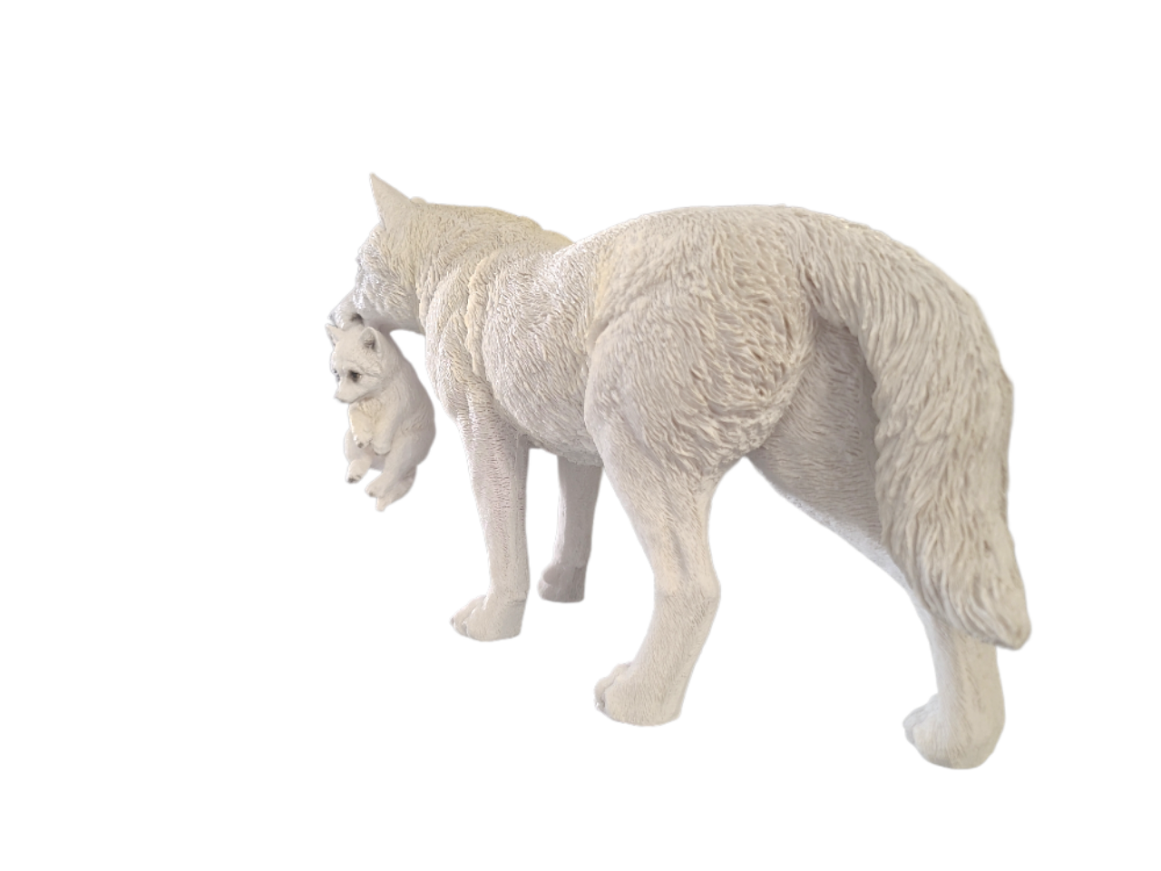 White Wolf Carries Pup - 30*10*19cm