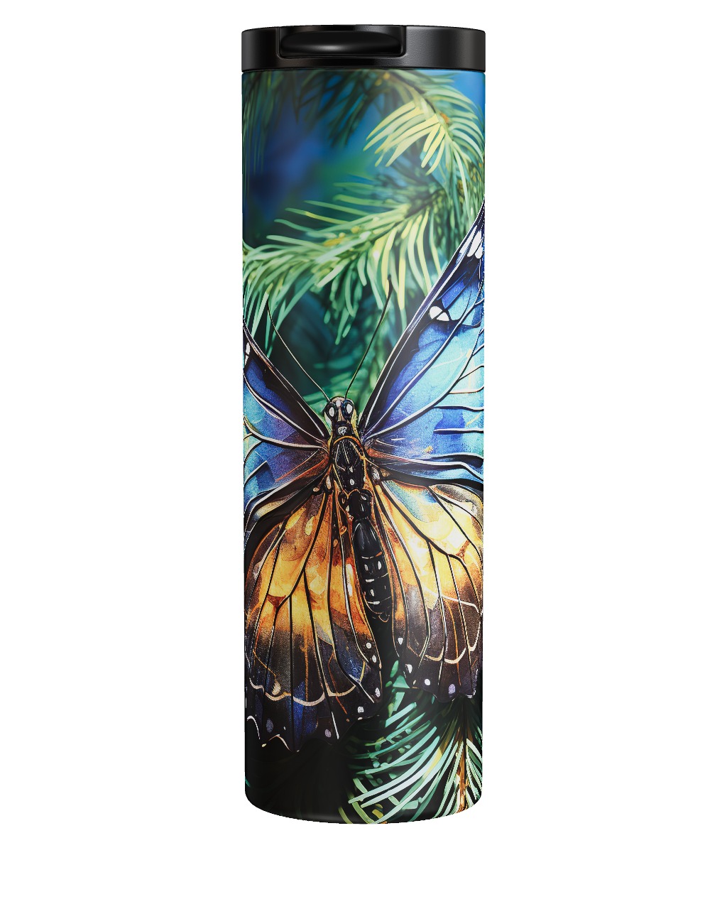 Blue Gold Butterfly Tumbler