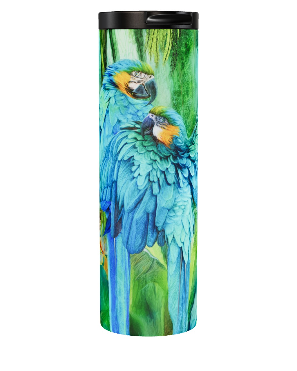 Gold Blue Macaws Beach Combi! Carol Cavalaris Art