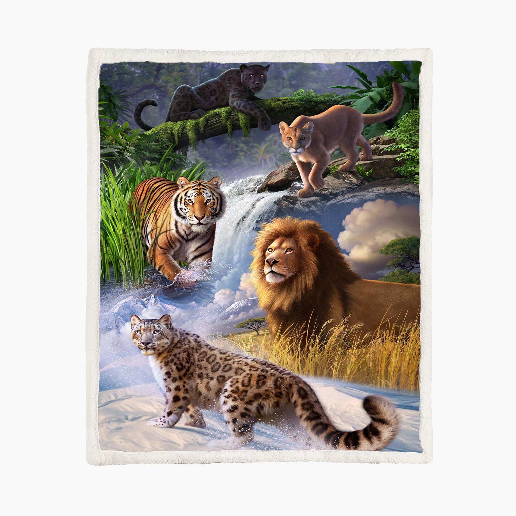 Big Cats - Size L - 150x200cm - Fleece Blanket