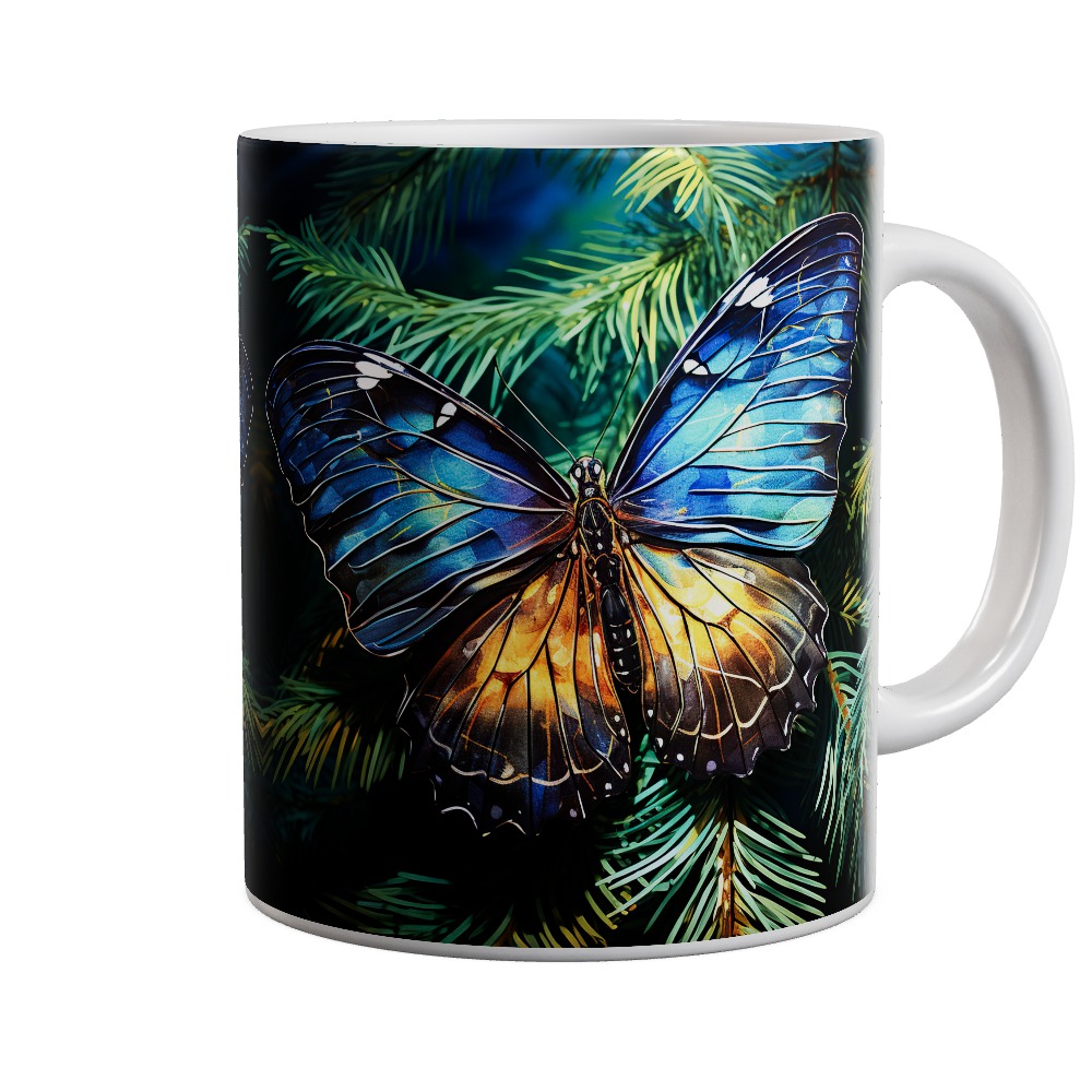 Blue Gold Butterfly Mug