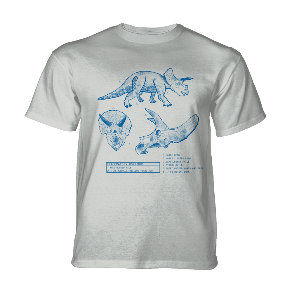 Triceratops Blueprint in Grey KIDS