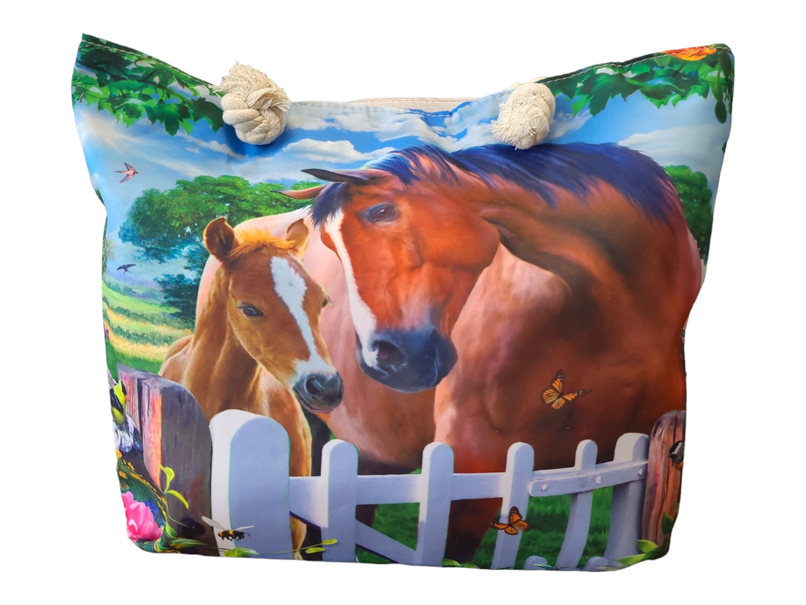 At The Garden Gate - Horses - Beach Bag