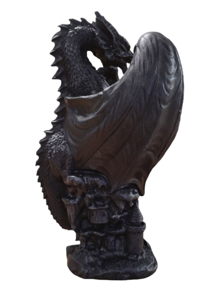 Black Dragon On Castle - Led Light - 34cm