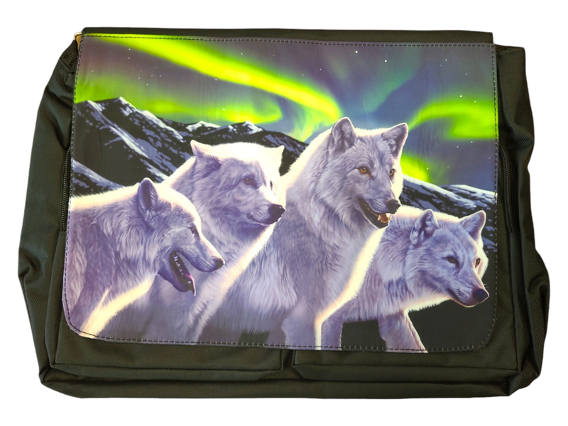 Northern Lights - Wolves - Messenger Bag Big 