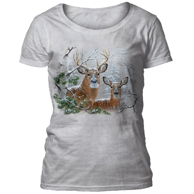 Whitetail Winter Deer Women's Scoop T-shirt