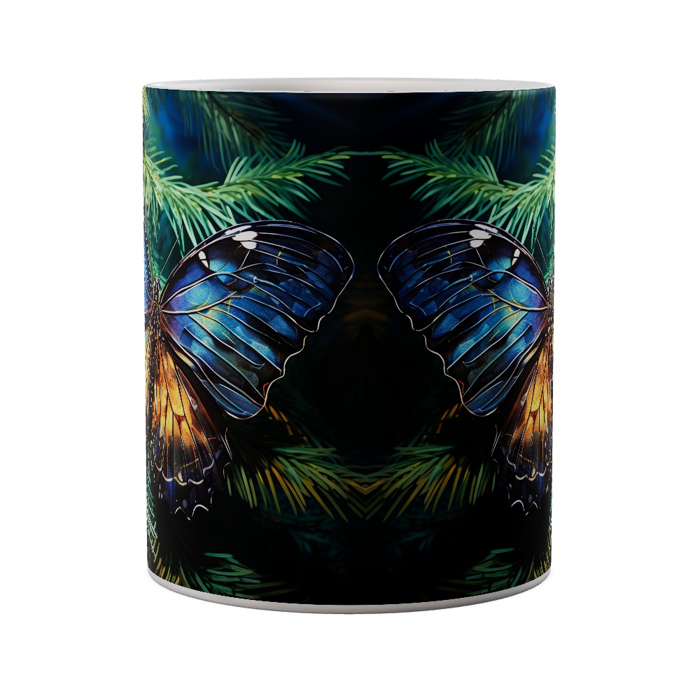 Blue Gold Butterfly Mug