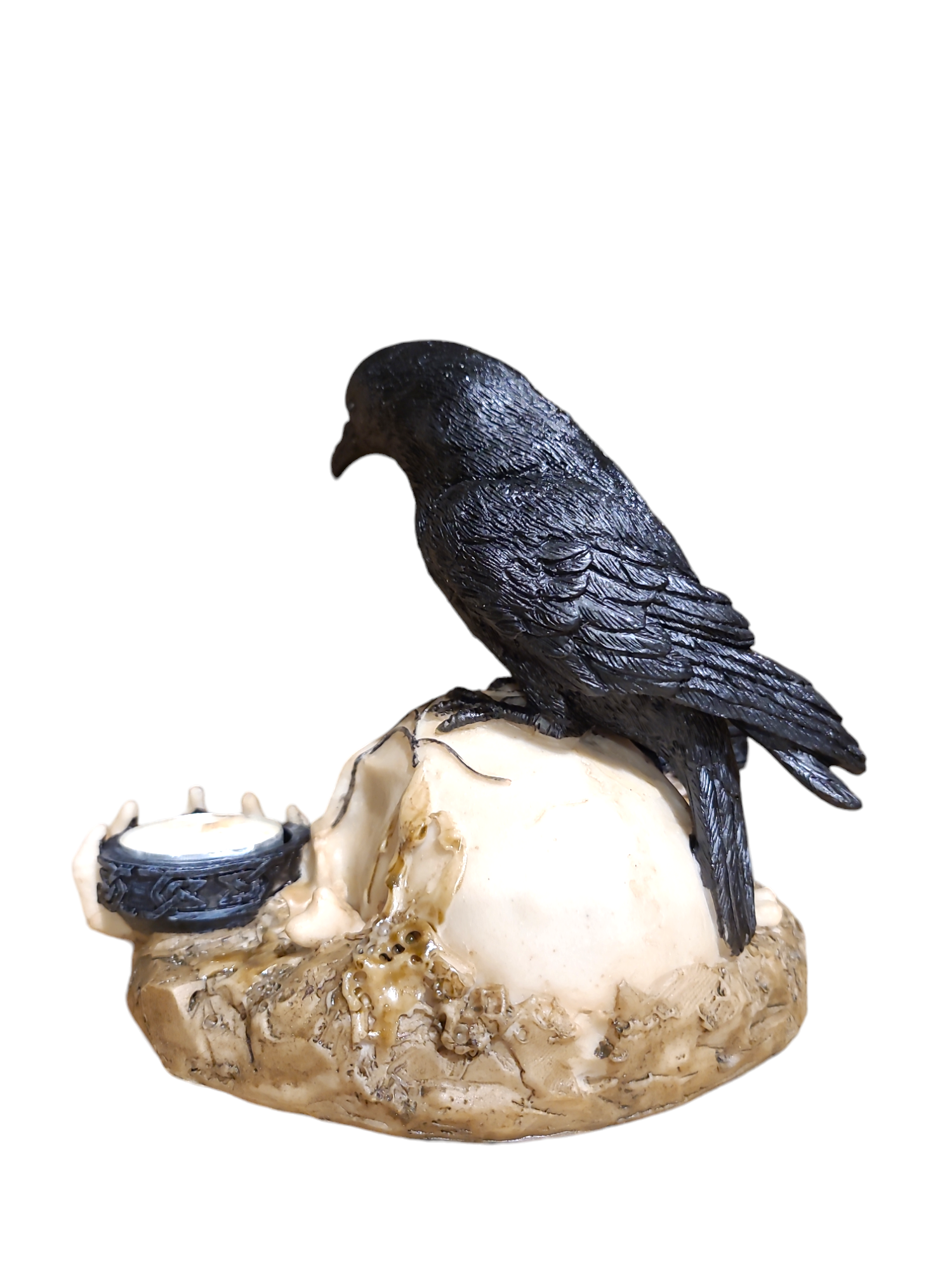 Raven On A Skull - Tealightholder